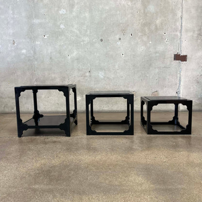 Set of 3 1970's Chinoisere Stacking Cube Tables