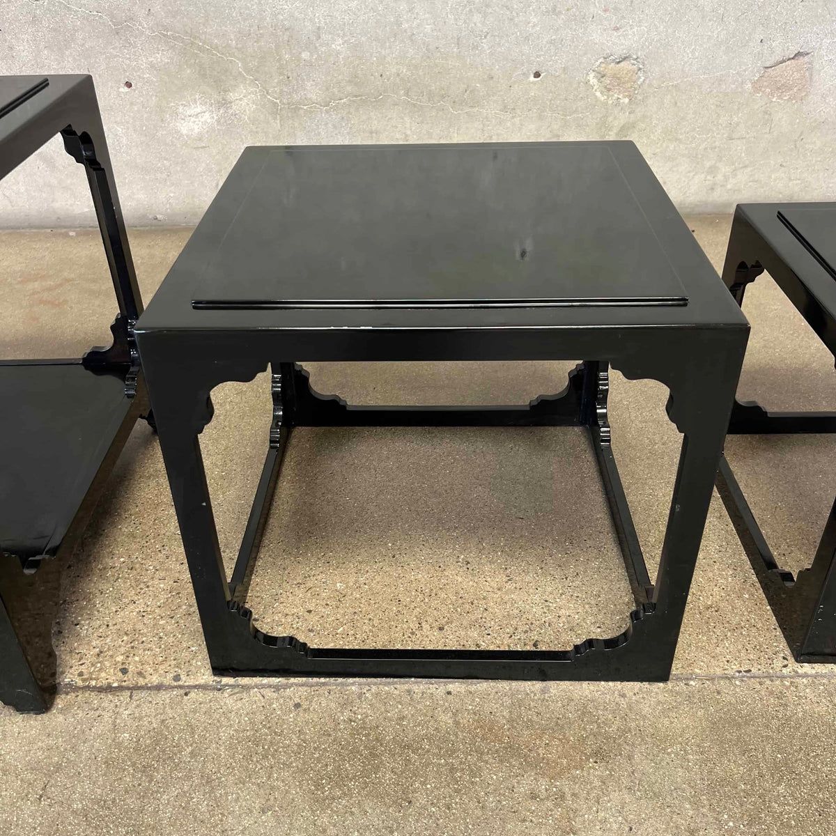 Set of 3 1970's Chinoisere Stacking Cube Tables