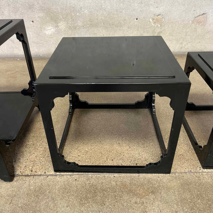 Set of 3 1970's Chinoisere Stacking Cube Tables