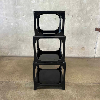 Set of 3 1970's Chinoisere Stacking Cube Tables