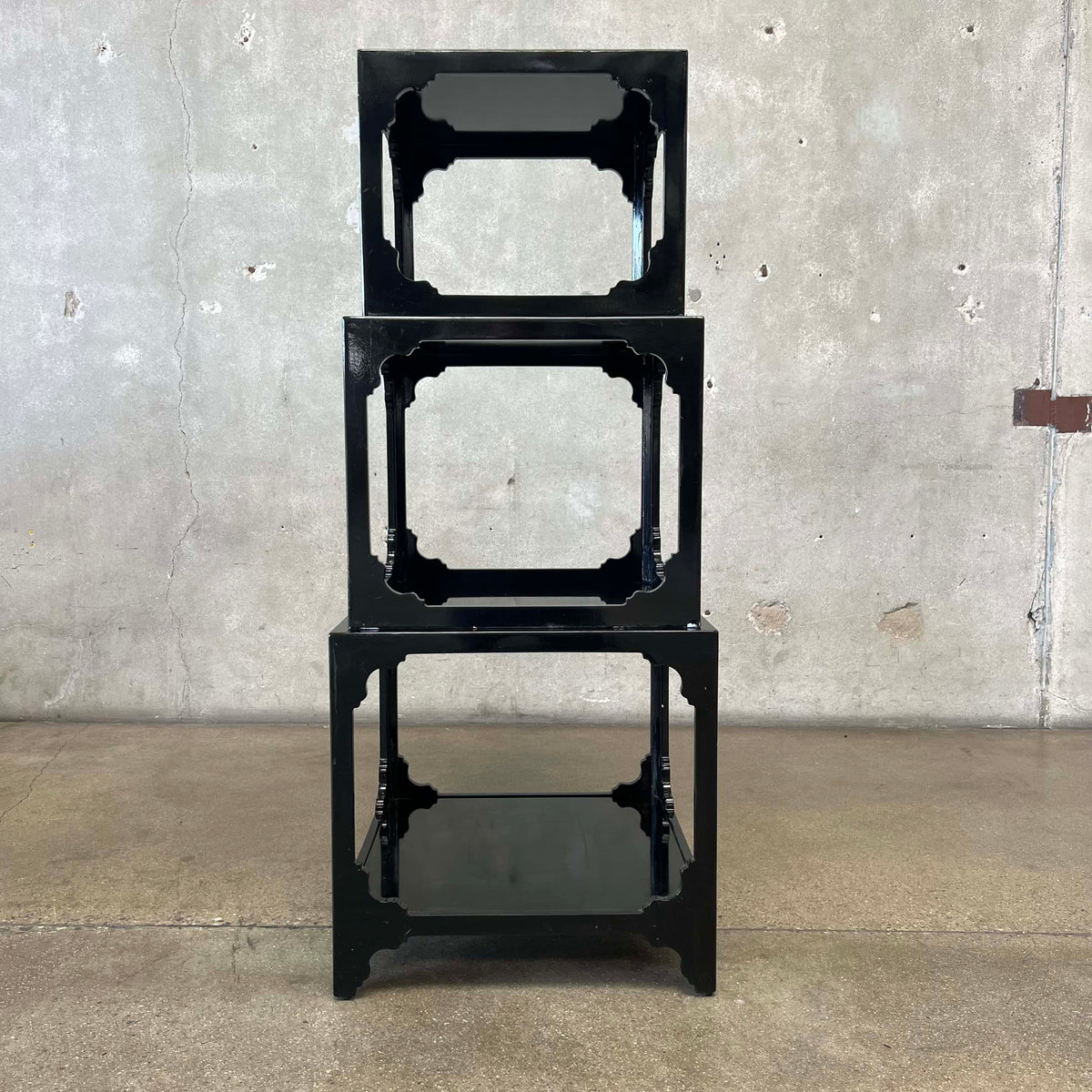 Set of 3 1970's Chinoisere Stacking Cube Tables