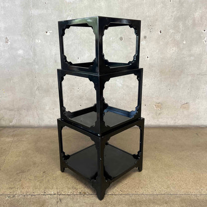 Set of 3 1970's Chinoisere Stacking Cube Tables