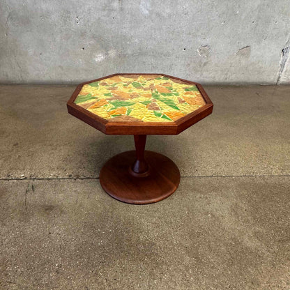 Vintage Signed Walnut & Mosaic End Table
