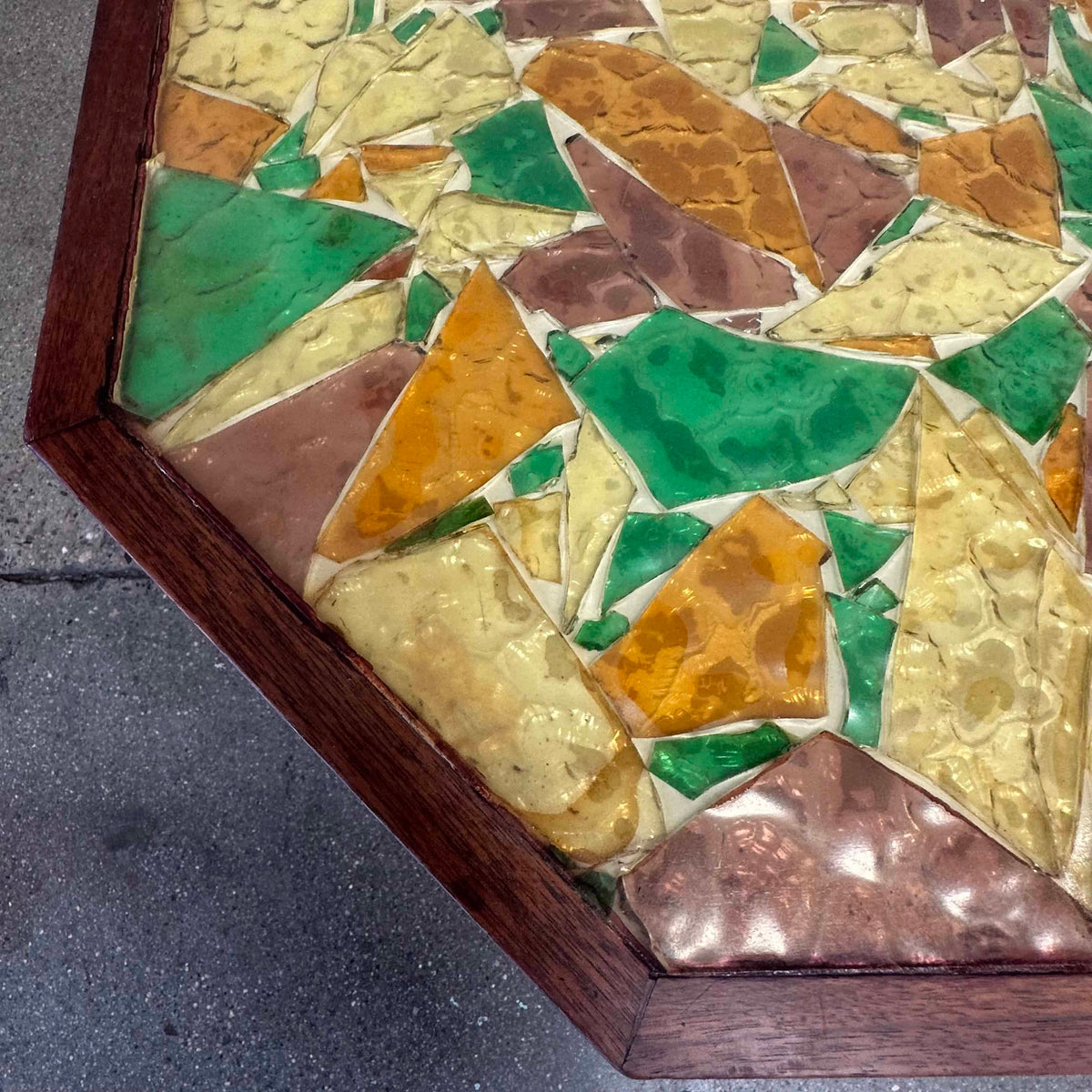 Vintage Signed Walnut & Mosaic End Table
