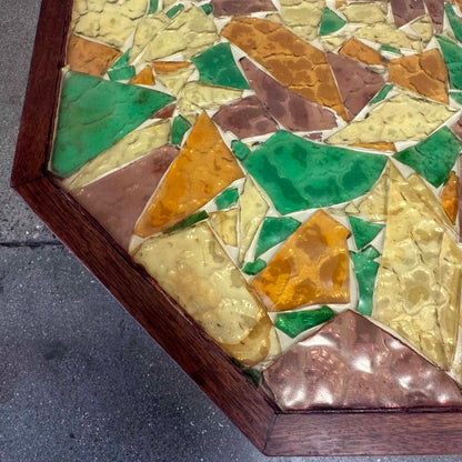 Vintage Signed Walnut & Mosaic End Table