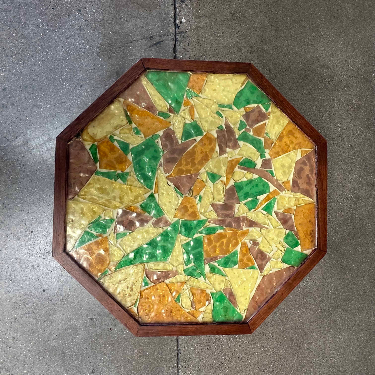 Vintage Signed Walnut & Mosaic End Table