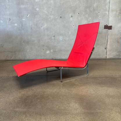 Red Leather Model PK24 Adjustable Chaise Lounge
