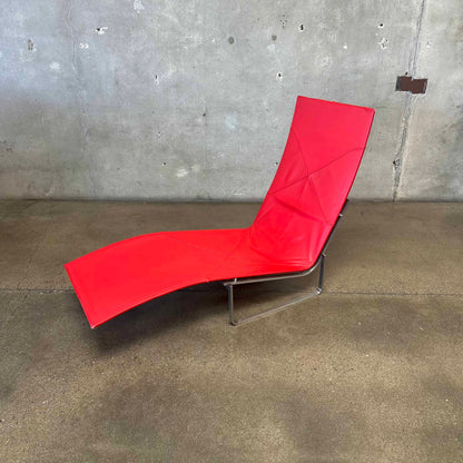Red Leather Model PK24 Adjustable Chaise Lounge