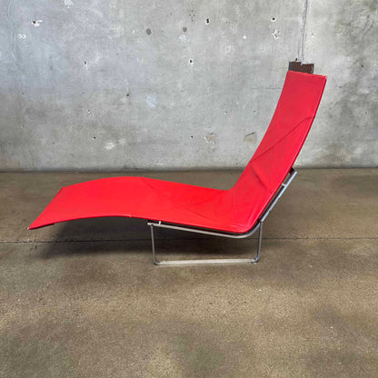 Red Leather Model PK24 Adjustable Chaise Lounge