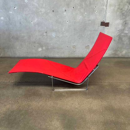 Red Leather Model PK24 Adjustable Chaise Lounge