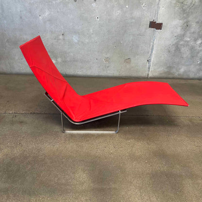 Red Leather Model PK24 Adjustable Chaise Lounge