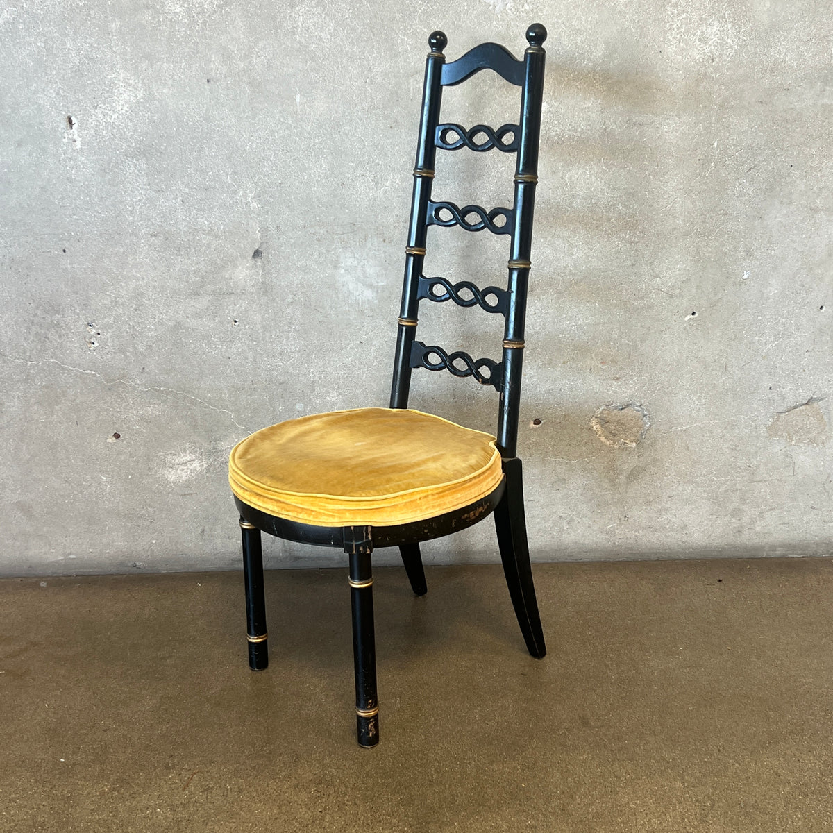 Vintage Drexel Faux Bamboo Hollywood Regency High-Ladder Chair