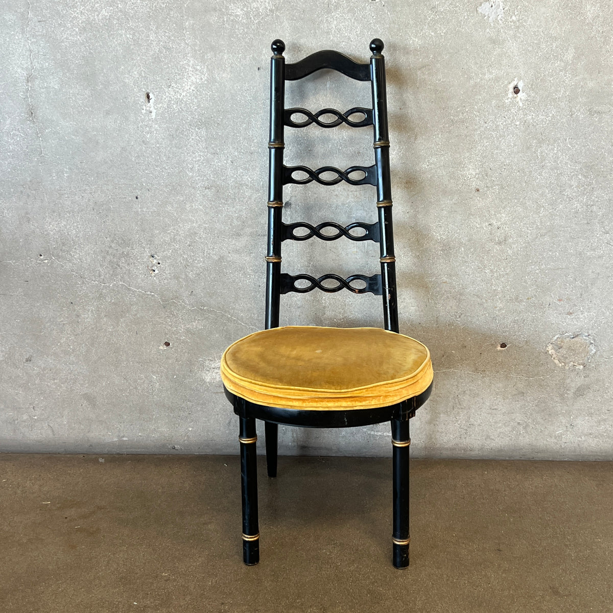 Vintage Drexel Faux Bamboo Hollywood Regency High-Ladder Chair