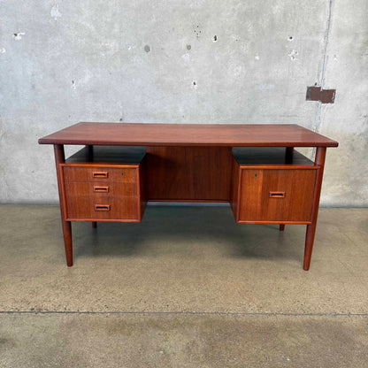 Mid Century HP Hansen Danish Teak Floating Top Desk w/ Key