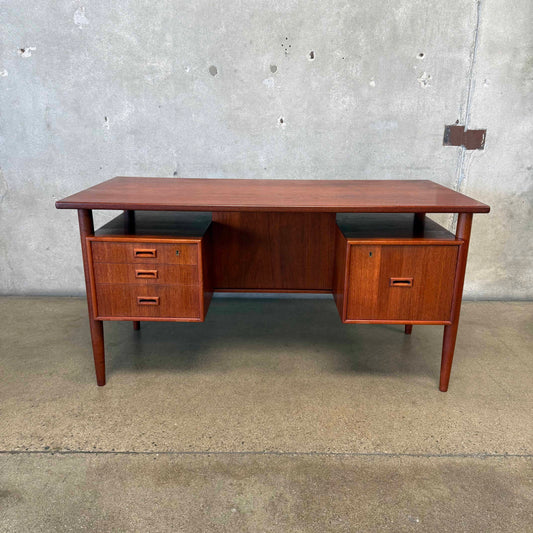 Mid Century HP Hansen Danish Teak Floating Top Desk w/ Key
