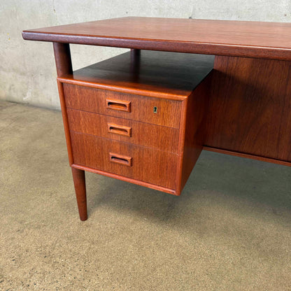 Mid Century HP Hansen Danish Teak Floating Top Desk w/ Key