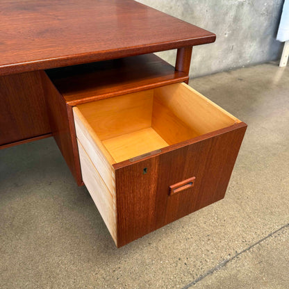 Mid Century HP Hansen Danish Teak Floating Top Desk w/ Key