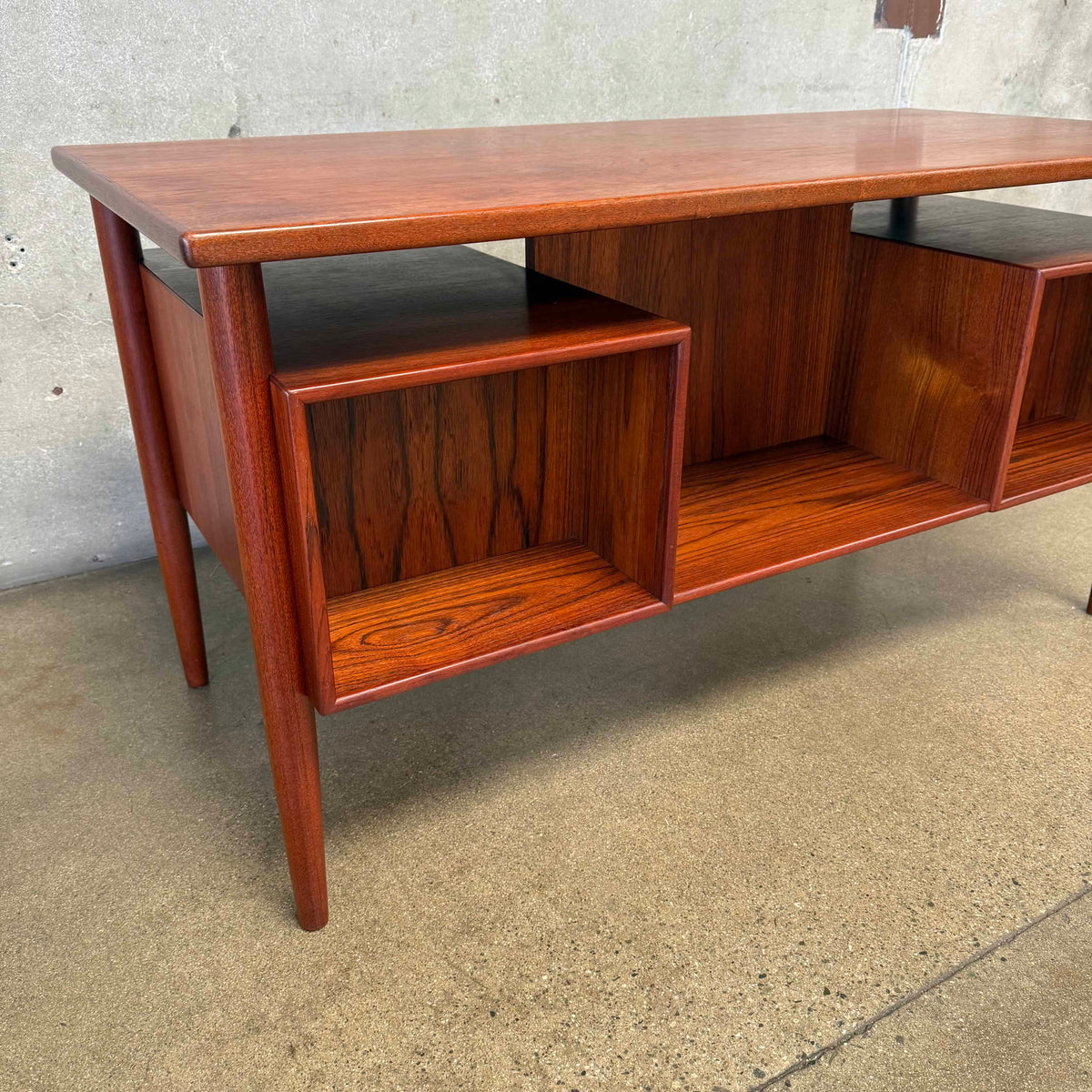 Mid Century HP Hansen Danish Teak Floating Top Desk w/ Key