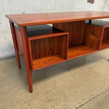 Mid Century HP Hansen Danish Teak Floating Top Desk w/ Key