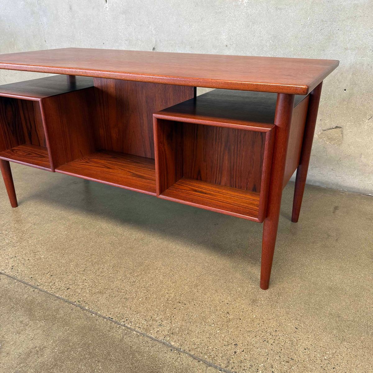 Mid Century HP Hansen Danish Teak Floating Top Desk w/ Key