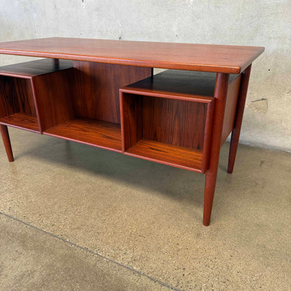 Mid Century HP Hansen Danish Teak Floating Top Desk w/ Key