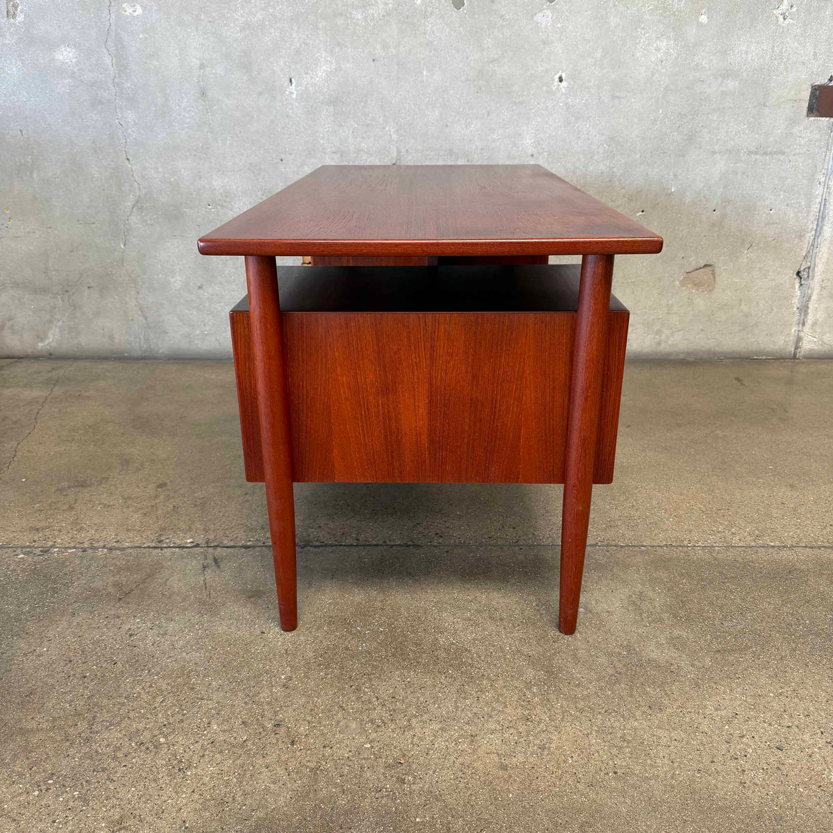 Mid Century HP Hansen Danish Teak Floating Top Desk w/ Key