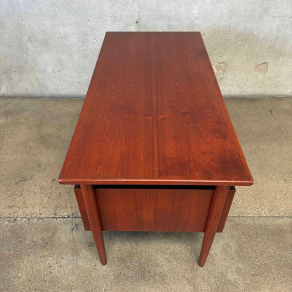 Mid Century HP Hansen Danish Teak Floating Top Desk w/ Key
