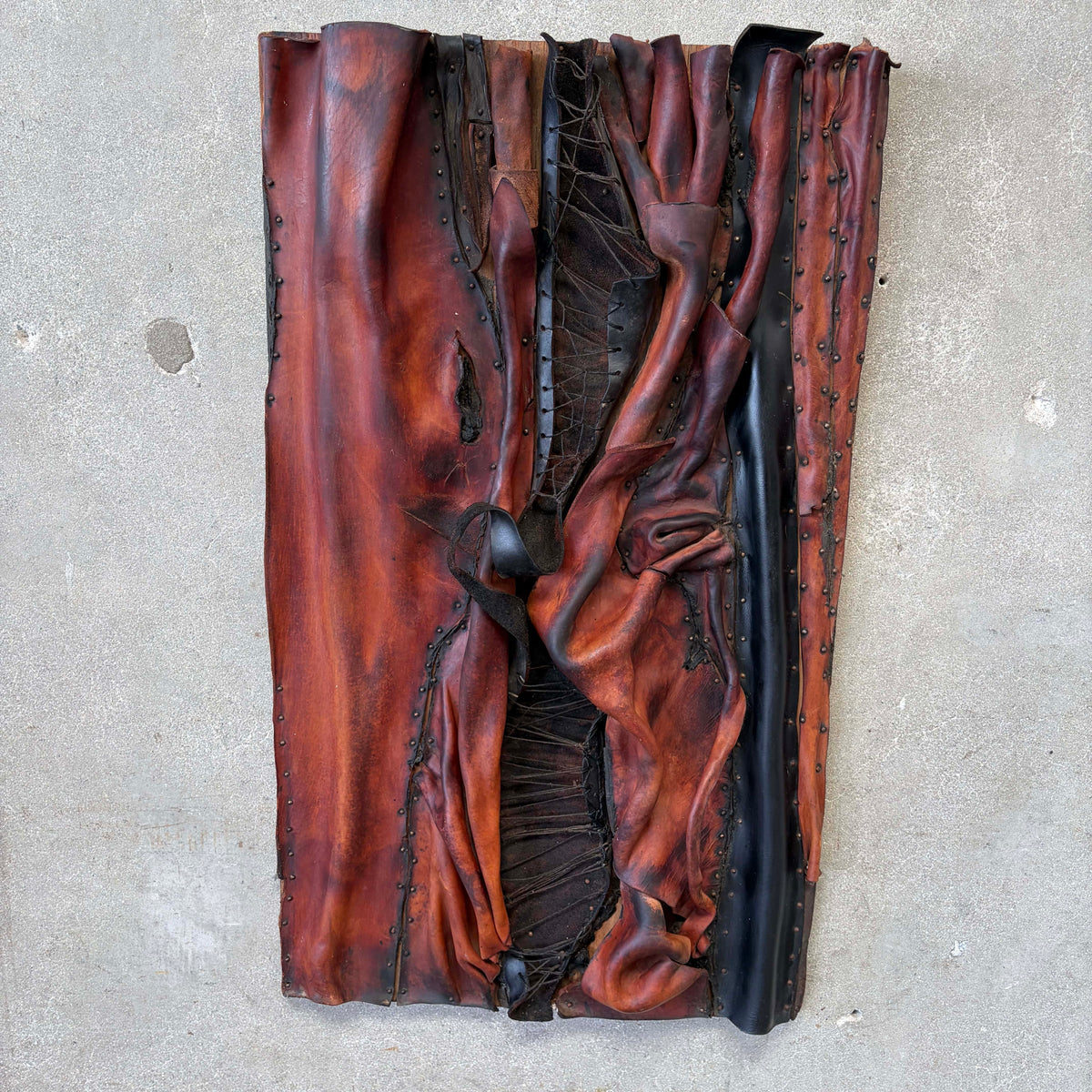 Vintage Leather Wall Sculpture