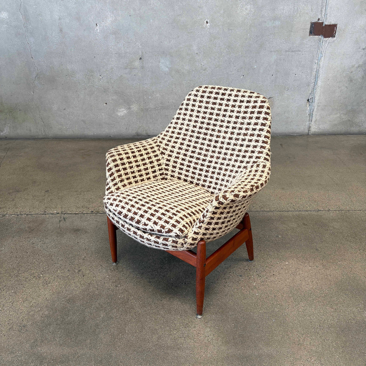 Mid Century Lounge Chair Teak & Tweed by Hans Olsen, Denmark #1