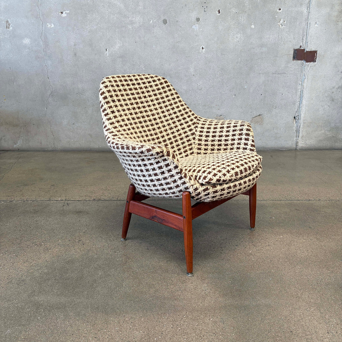 Mid Century Lounge Chair Teak & Tweed by Hans Olsen, Denmark #1