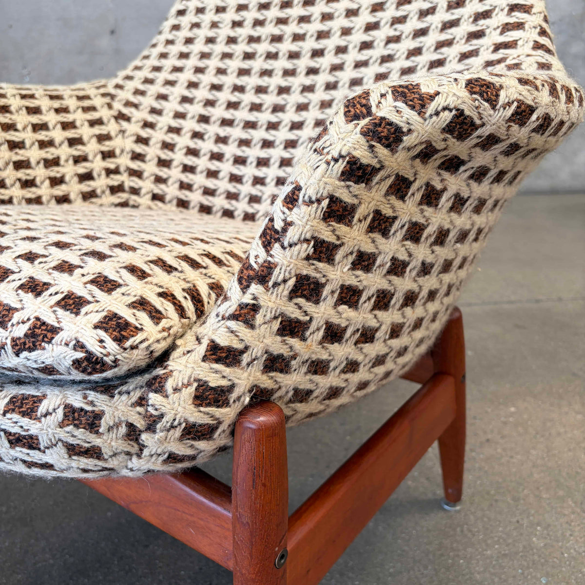Mid Century Lounge Chair Teak & Tweed by Hans Olsen, Denmark #1