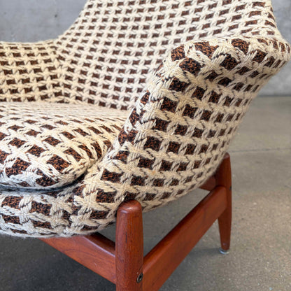 Mid Century Lounge Chair Teak & Tweed by Hans Olsen, Denmark #1