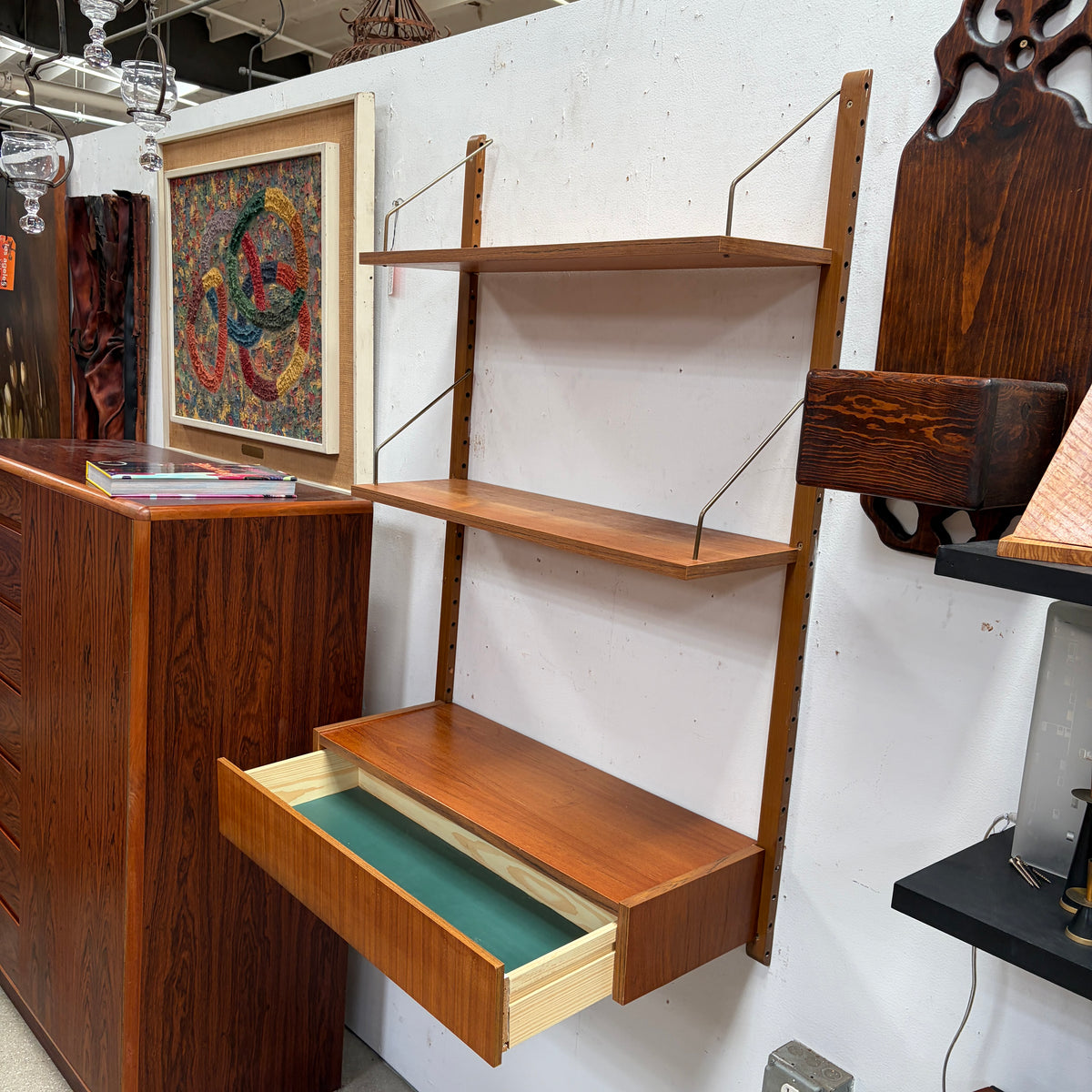 Mid Century Teak Wall Unit with Desk
