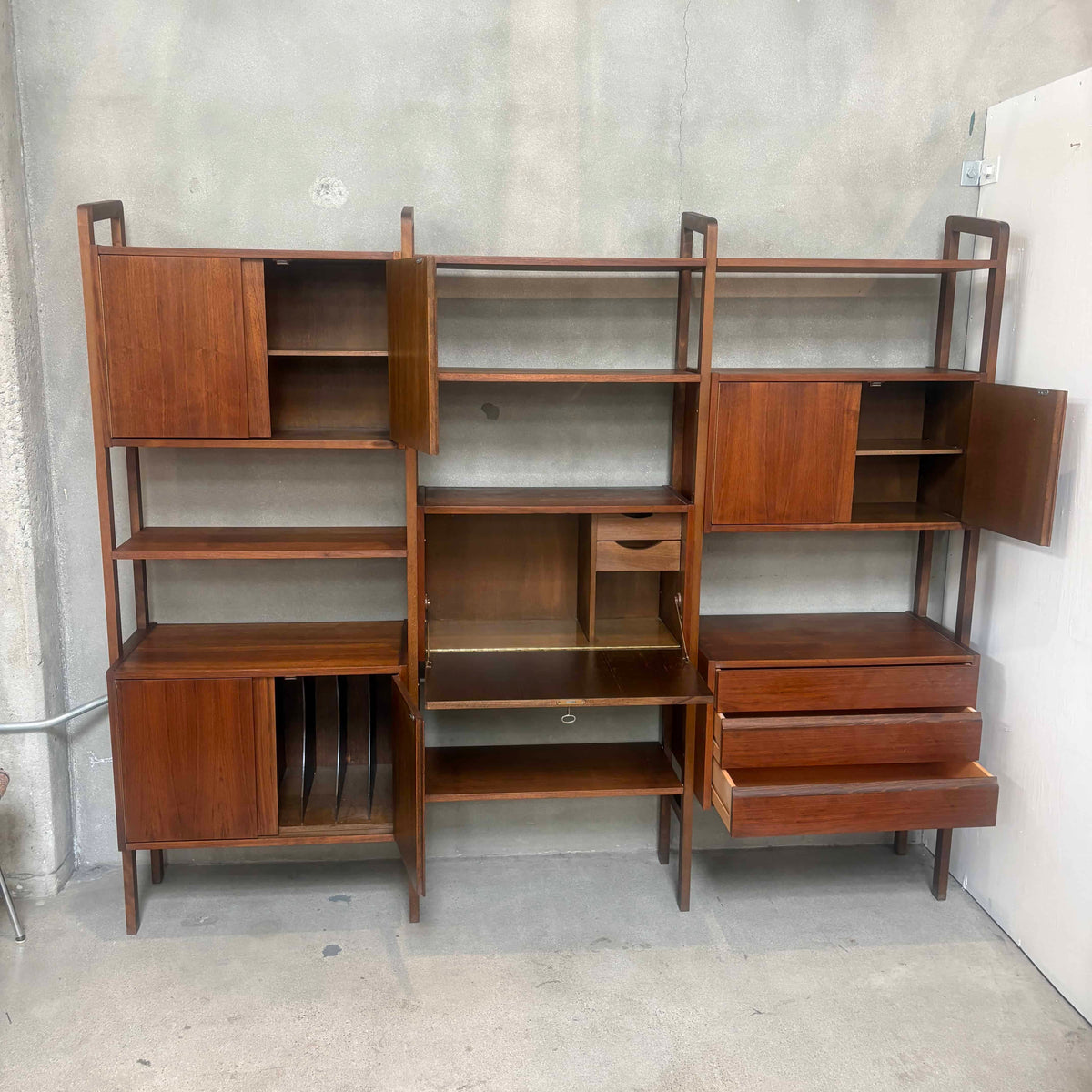 Mid Century Modern Free Standing Wall Unit With Key