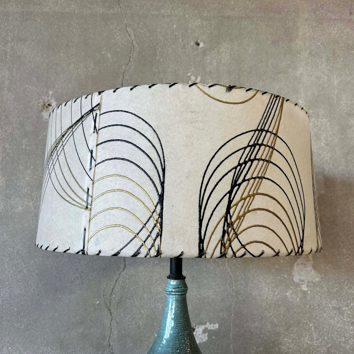 Mid Century Modern 1950's Hand Thrown Ceramic Lamp with Shade