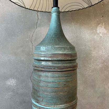 Mid Century Modern 1950's Hand Thrown Ceramic Lamp with Shade
