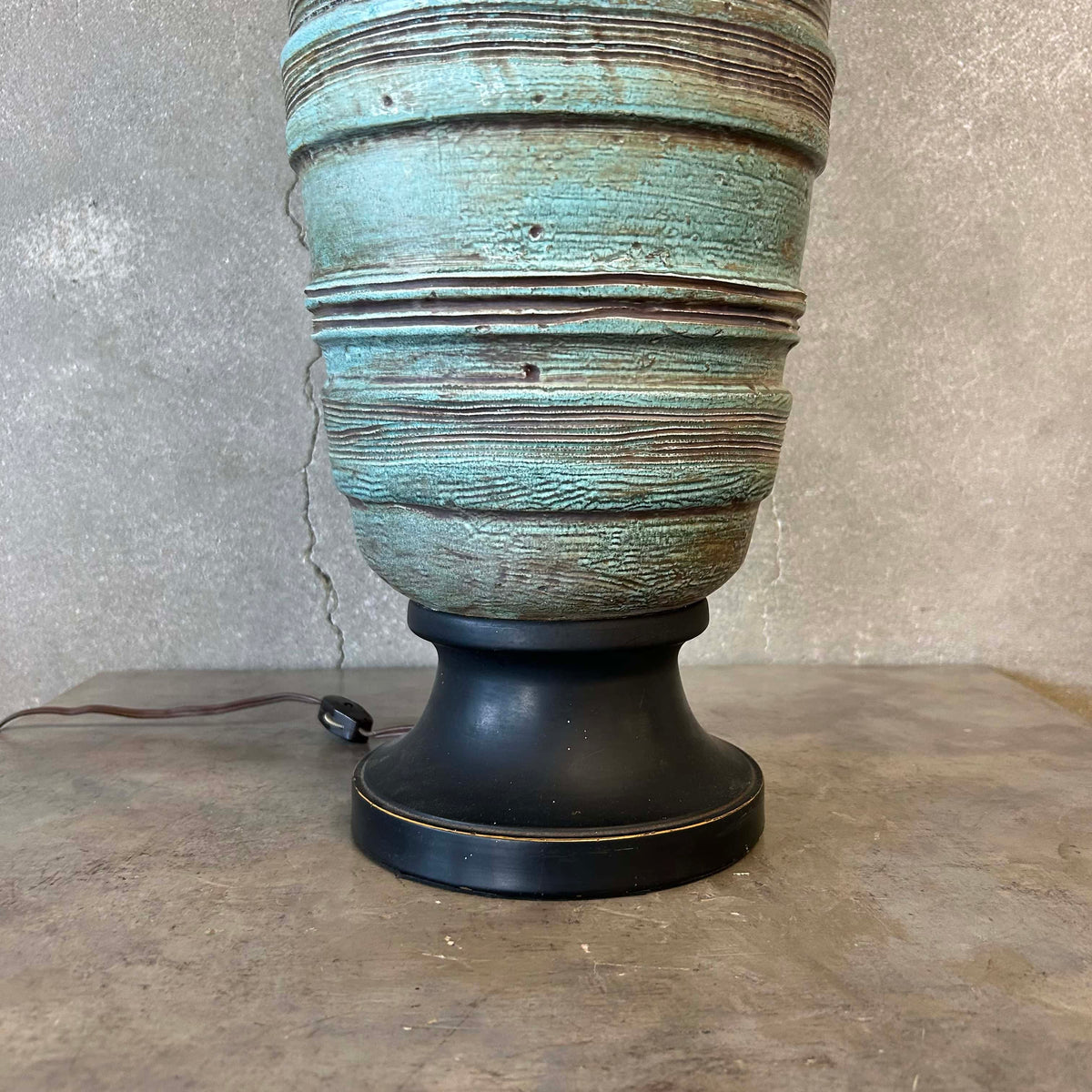 Mid Century Modern 1950's Hand Thrown Ceramic Lamp with Shade