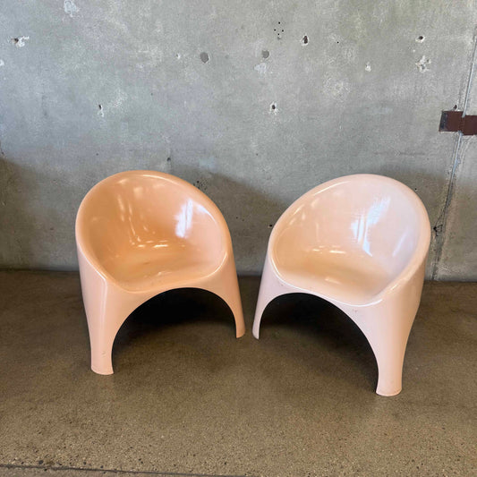 Pair of Flesh Pink 1960s Fibrella Patio Chairs