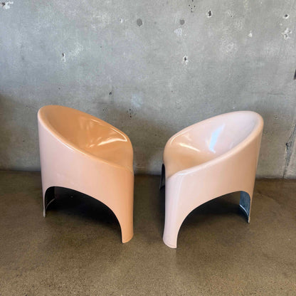 Pair of Flesh Pink 1960s Fibrella Patio Chairs