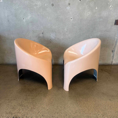 Pair of Flesh Pink 1960s Fibrella Patio Chairs
