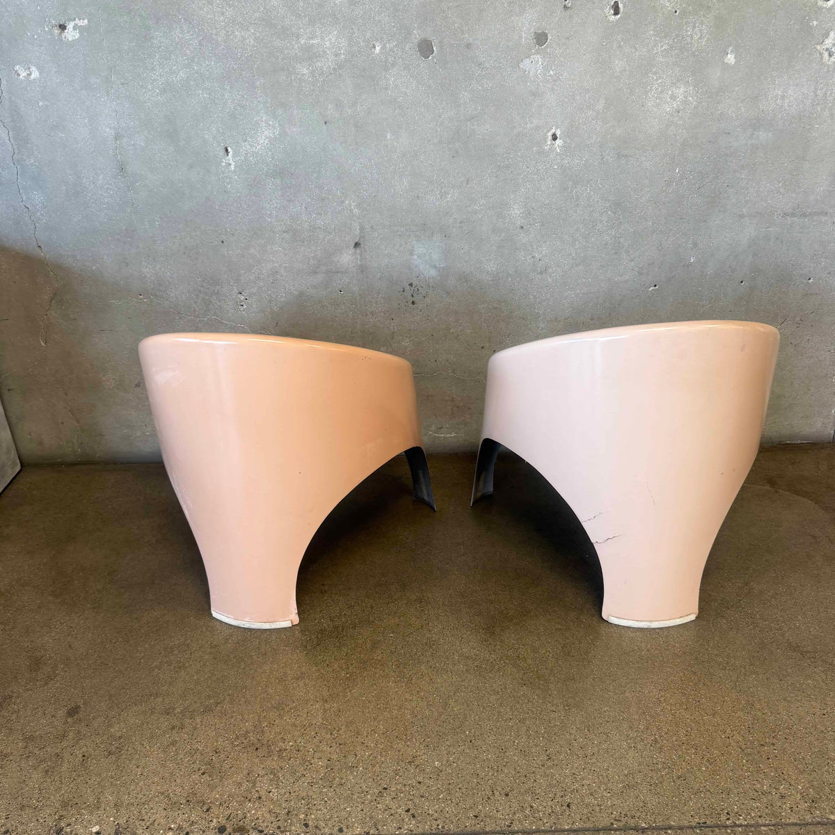 Pair of Flesh Pink 1960s Fibrella Patio Chairs
