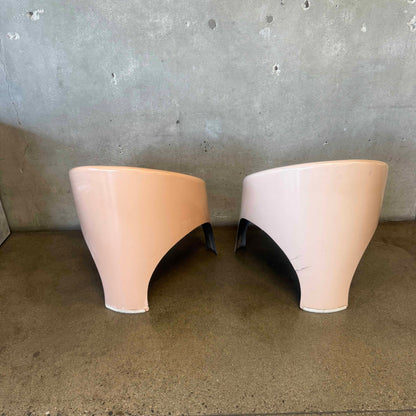 Pair of Flesh Pink 1960s Fibrella Patio Chairs