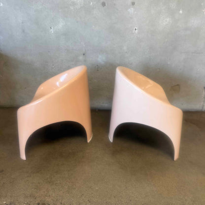 Pair of Flesh Pink 1960s Fibrella Patio Chairs