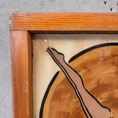 Antique Reverse Painted Window Welcome To The Lake