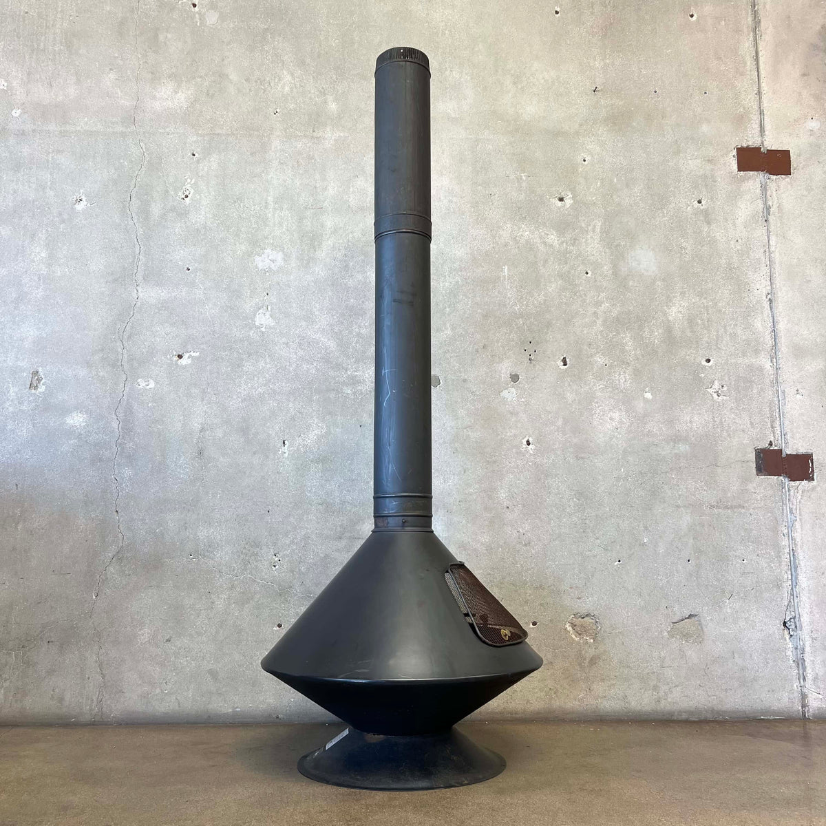 Vintage Mid Century Modern Majestic "Aztec" Matte black Finish Fireplace