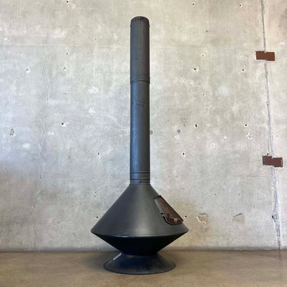 Vintage Mid Century Modern Majestic "Aztec" Matte black Finish Fireplace