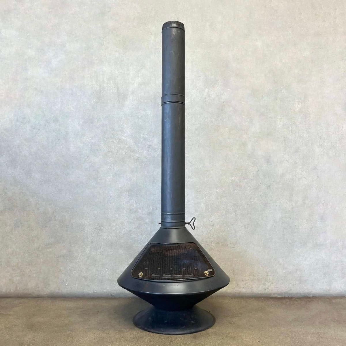 Vintage Mid Century Modern Majestic "Aztec" Matte black Finish Fireplace