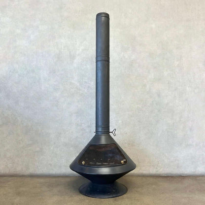Vintage Mid Century Modern Majestic "Aztec" Matte black Finish Fireplace