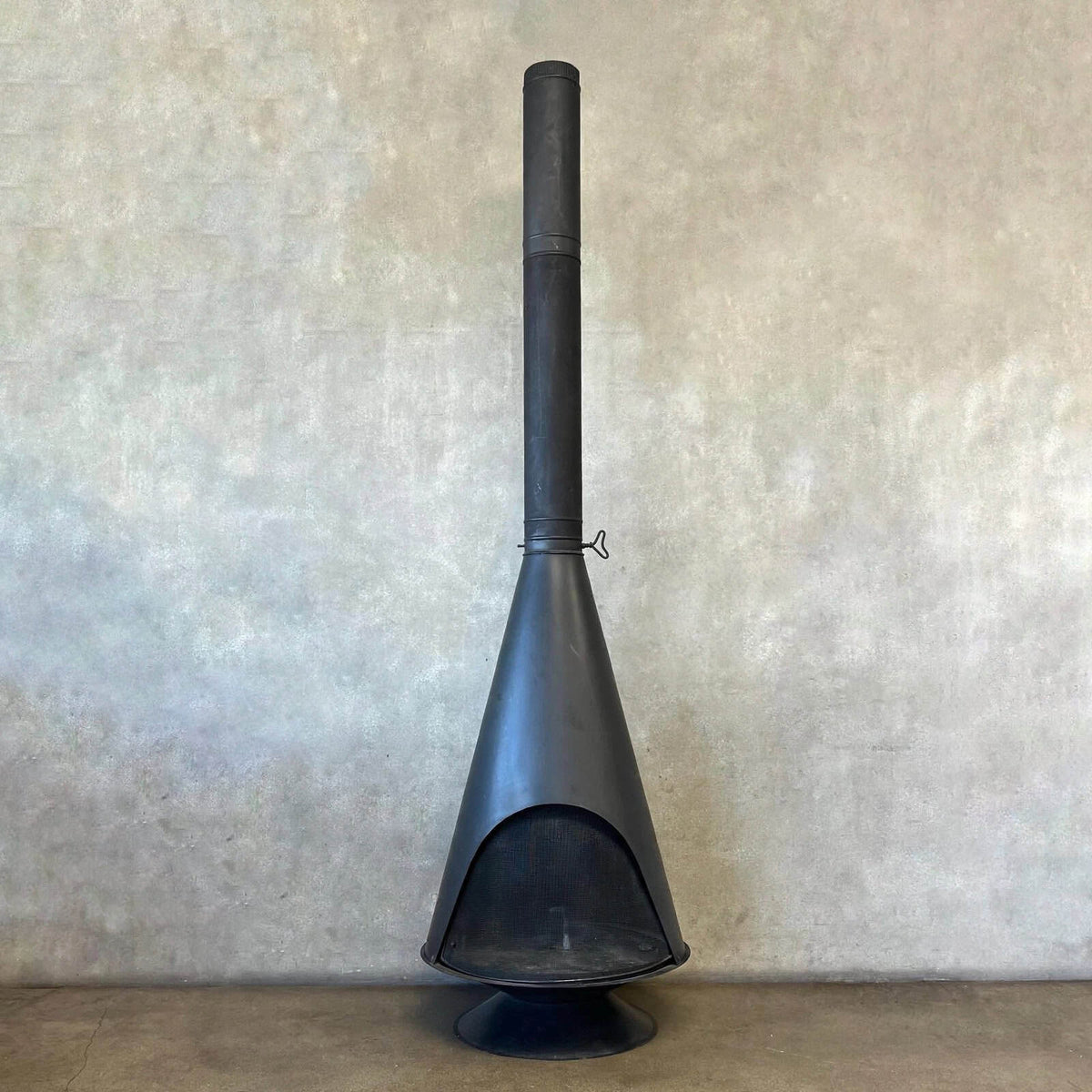 Vintage Mid Century Modern Conical Shaped Majestic Matte Black Fireplace