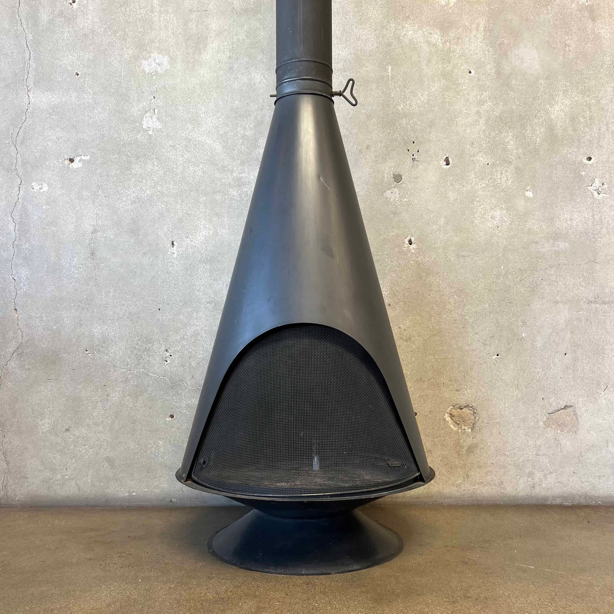 Vintage Mid Century Modern Conical Shaped Majestic Matte Black Fireplace